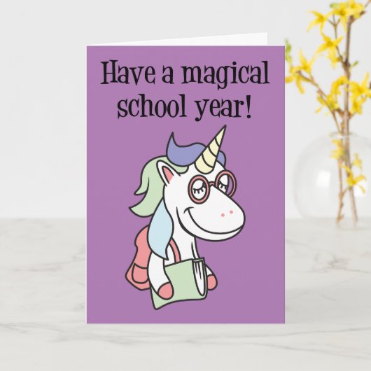 Terug naar school Unicorn Kaart (Gele Bloem)