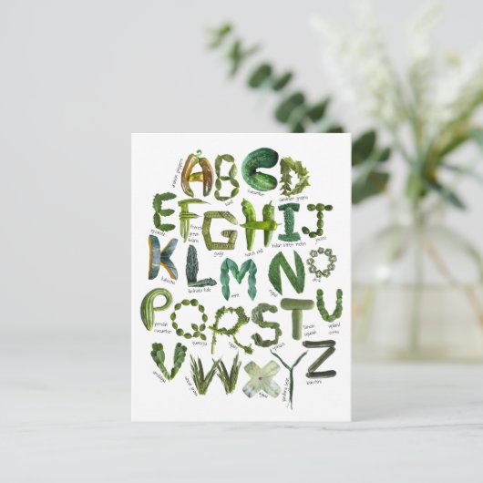 Terug naar School Veggie Alphabet - Eet je Groenen Briefkaart (Staand voorkant)