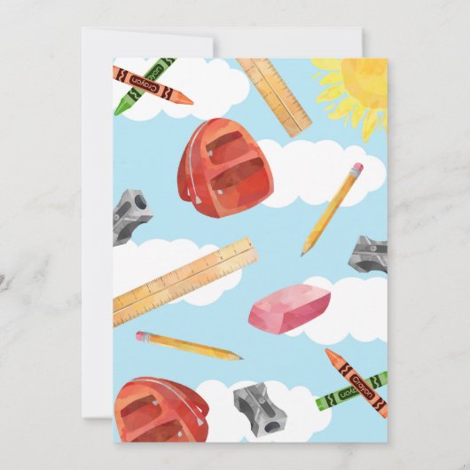 Terug naar school Verjaardagsfeest Uitnodiging (Achterkant)