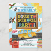Terug naar school Verjaardagsfeest Uitnodiging (Voorkant / Achterkant)
