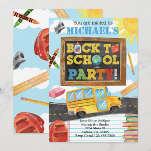 Terug naar school Verjaardagsfeest Uitnodiging