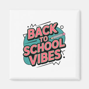 Terug naar school Vibes Retro Potlood Eerste Dag K Magneet