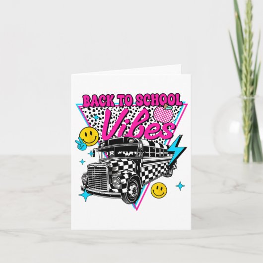Terug naar school Vibes School Bus Preppy Teacher Kaart (Voorkant)