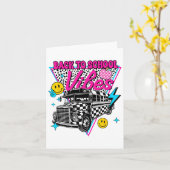 Terug naar school Vibes School Bus Preppy Teacher Kaart (Gele Bloem)