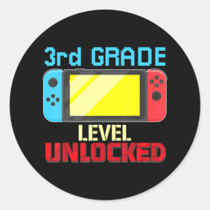 Terug naar School Video Gamer 3de Grade Level Unlo Ronde Sticker