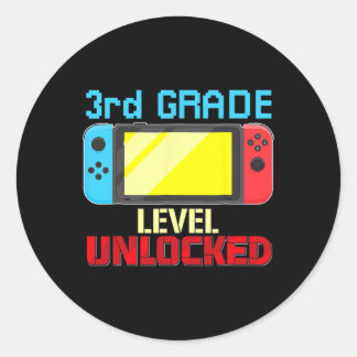 Terug naar School Video Gamer 3de Grade Level Unlo Ronde Sticker