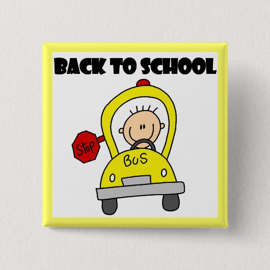 Terug naar school vierkante button 5,1 cm (Voorkant)
