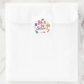 Terug naar school vierkante sticker (Tas)