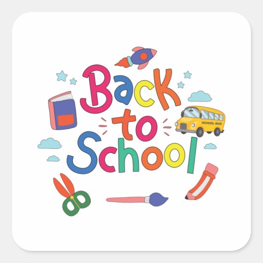 Terug naar school vierkante sticker (Voorkant)