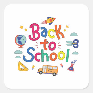 Terug naar school vierkante sticker