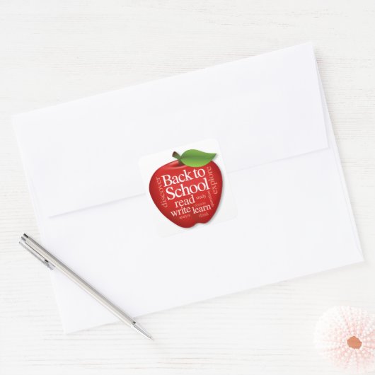 Terug naar School Vierkante Sticker (Envelop)