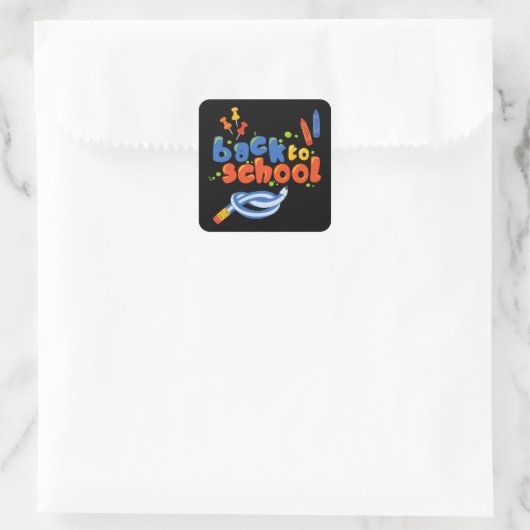 Terug naar school vierkante sticker (Tas)