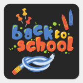 Terug naar school vierkante sticker (Voorkant)