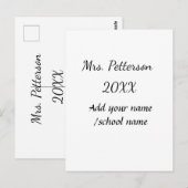 Terug naar school voeg de naam van de leerkracht j briefkaart (Voorkant / Achterkant)