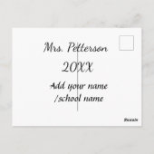 Terug naar school voeg de naam van de leerkracht j briefkaart (Achterkant)