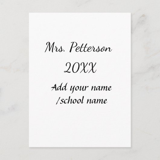 Terug naar school voeg de naam van de leerkracht j briefkaart (Voorkant)