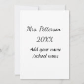 Terug naar school voeg de naam van de leerkracht j kaart (Achterkant)