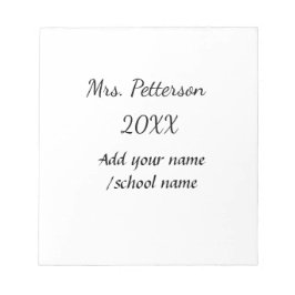 Terug naar school voeg de naam van de leerkracht j notitieblok