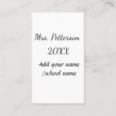 Terug naar school voeg de naam van de leerkracht j visitekaartje (Achterkant)