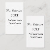 Terug naar school voeg de naam van de leerkracht j visitekaartje (Voorkant / Achterkant)