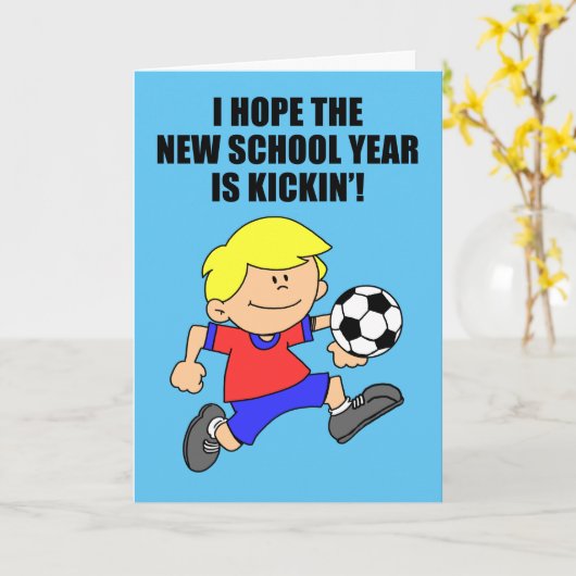 Terug naar School Voetballer Kaart (Gele Bloem)