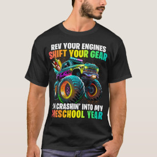 Terug naar school voorschoolse monstertruck eerste t-shirt