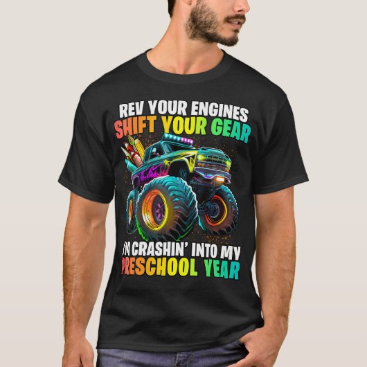 Terug naar school voorschoolse monstertruck eerste t-shirt (Voorkant)