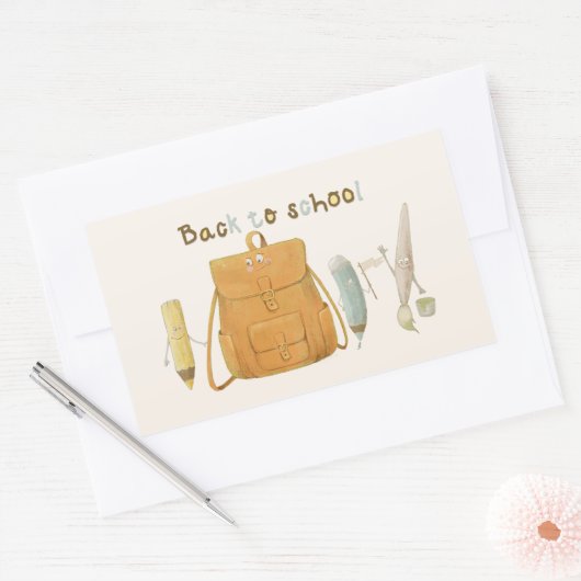 Terug naar School Vrienden Rechthoekige Sticker (Envelop)