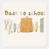 Terug naar School Vrienden Vierkante Sticker (Voorkant)
