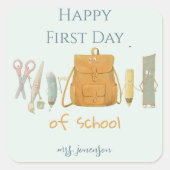 Terug naar School Vrienden Vierkante Sticker (Voorkant)