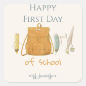 Terug naar School Vrienden Vierkante Sticker (Voorkant)