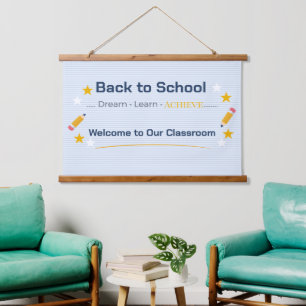 Terug naar school wandtapijt Klaslokaal wanddeco Hangend Wandkleed