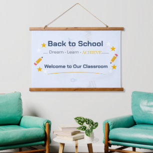 Terug naar school wandtapijt   Klaslokaal wanddeco Hangend Wandkleed