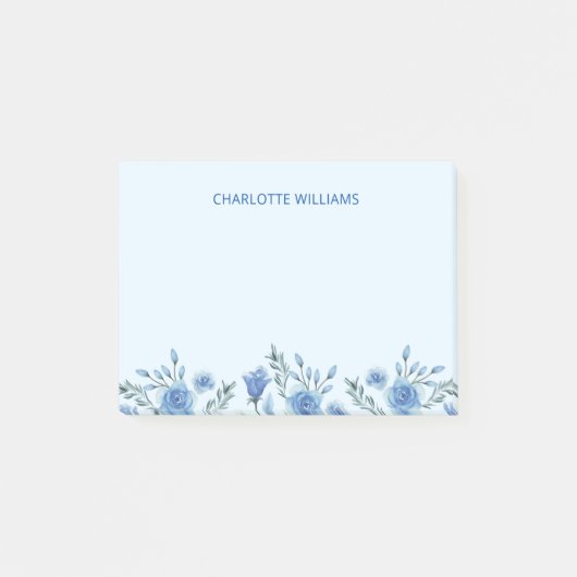 Terug naar school waterverf blauwe bloemen leraar post-it® notes (Voorkant)