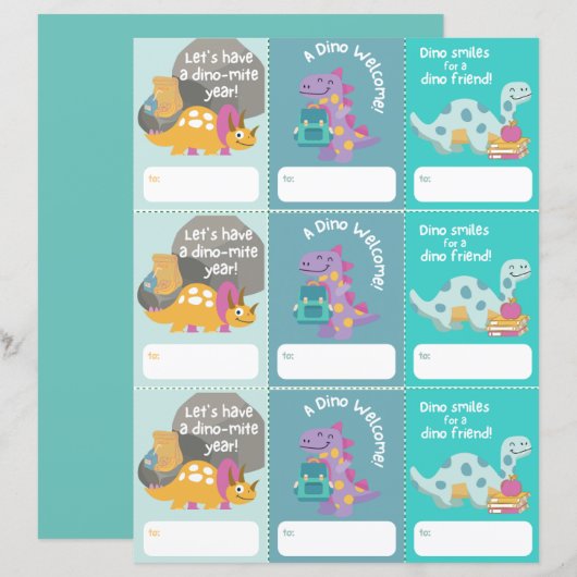 Terug naar School Welkom Dinosaur Label Printable (Voorkant / Achterkant)