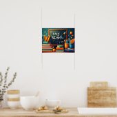Terug naar school Welkom leraar schoolbord boeken Poster (Keuken)