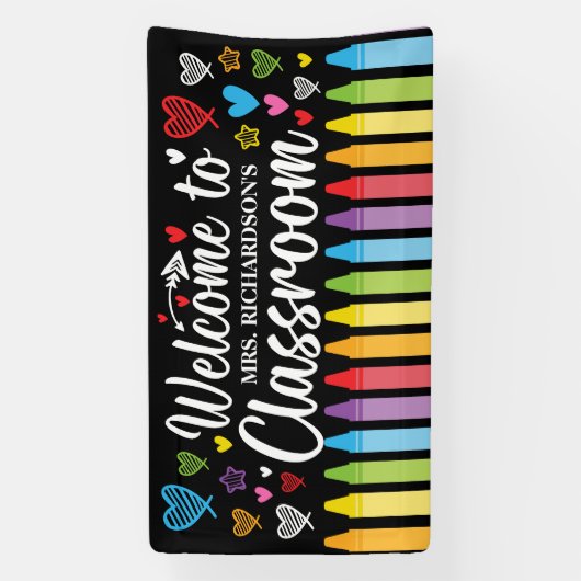 Terug naar School Welkom Leraar's Classroom Spandoek (Verticaal)