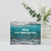 Terug naar School Welkom Studenten Oceaan Golven Briefkaart (Staand voorkant)