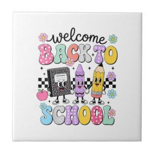 Terug naar school Welkom terug naar school Jongen Tegeltje