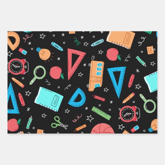 Terug naar school wiskunde en getallen set van 3 inpakpapier vel (Voorkant)