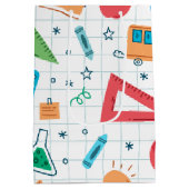 Terug naar school witte spullen medium cadeauzakje (Achterkant)