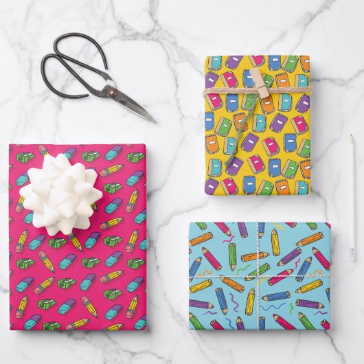 terug naar school Wrapping Paper Flat Sheet Set va (Voorkant)