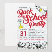 Terug naar school zwembadfeest Doodle print Kaart (Voorkant / Achterkant)
