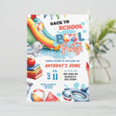 Terug naar school zwembadfeest kaart (Staand voorkant)