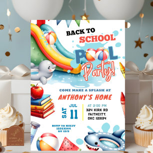 Terug naar school zwembadfeest kaart