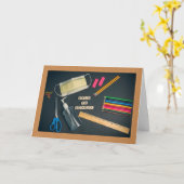 Terug naar schoolbenodigdheden tijdens de coronapa kaart (Gele Bloem)