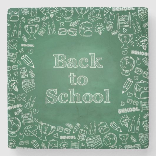 Terug naar schoolbord en clipart stenen onderzetter (Voorkant)