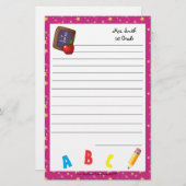 Terug naar schoolbord — Stationery Pink Briefpapier (Voorkant / Achterkant)