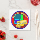 Terug naar schoolbus & blauwe rugzak servet (Insitu)