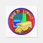 Terug naar schoolbus & blauwe rugzak servet (Voorkant)